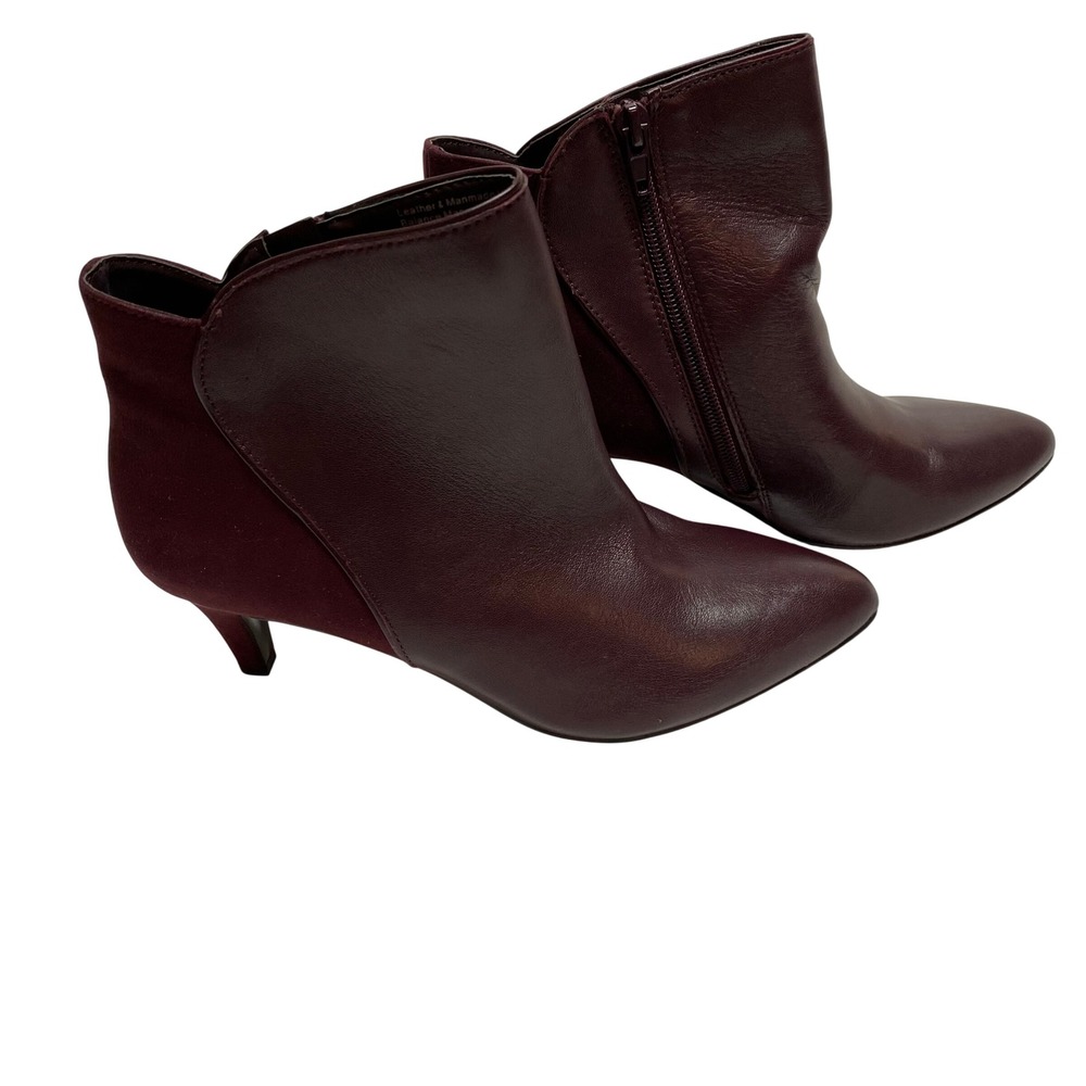 Alfani Step N Flex Womens 7M Burgundy Leather Suede Kitten Heel Ankle Boots NEW